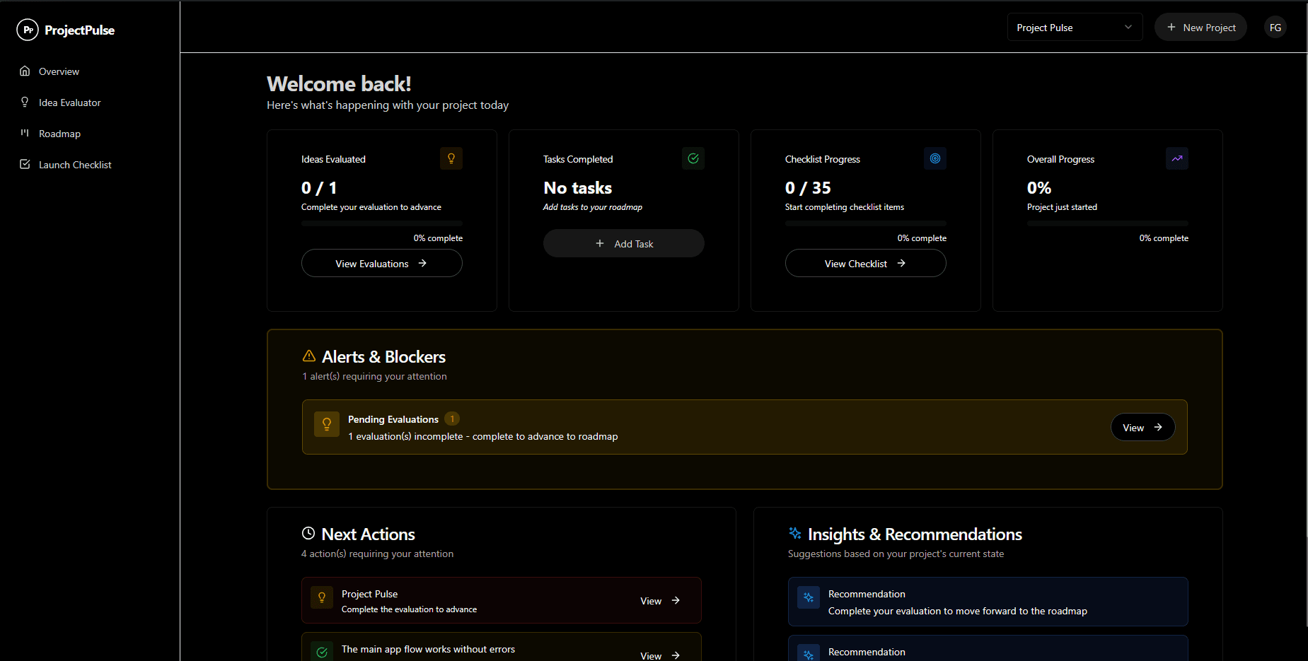 ProjectPulse Dashboard Preview